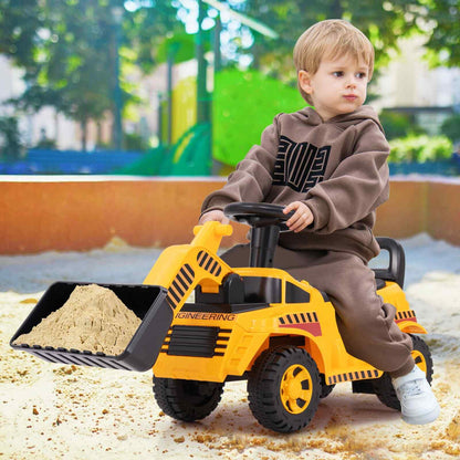 COSTWAY Engine Sound & Under-Seat Storage Sit and Scoot Construction Toy