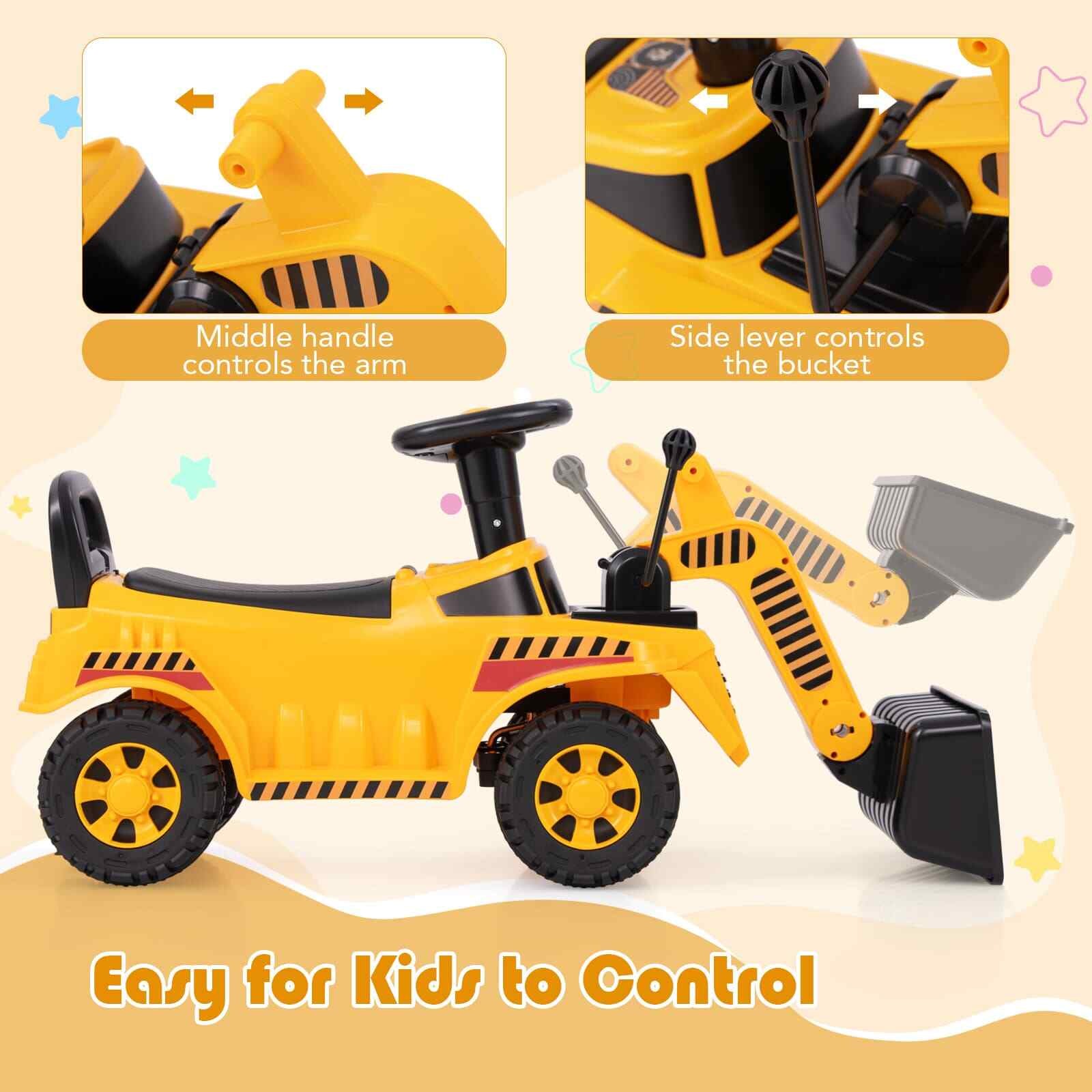 COSTWAY Engine Sound & Under-Seat Storage Sit and Scoot Construction Toy