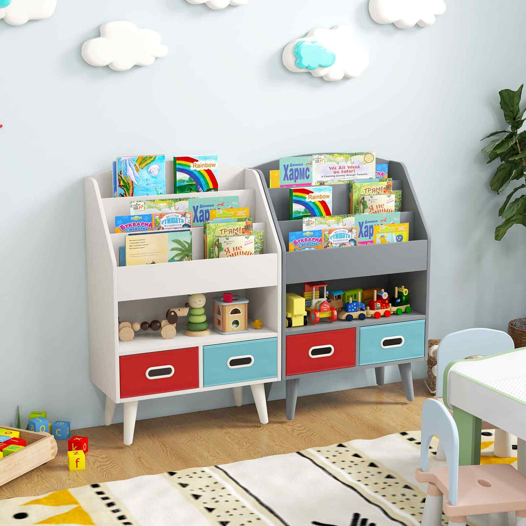 COSTWAY Kids Bookshelf Wooden Children’S Book Display Rack 3-Tier Bookshelves