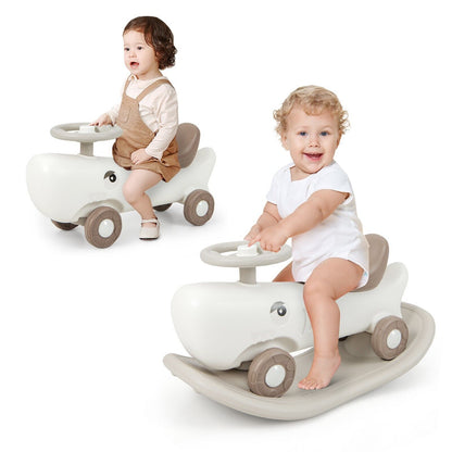 COSTWAY Kids 3-In-1 Convertible Rocking Horse & Sliding Car Indoor Outdoor