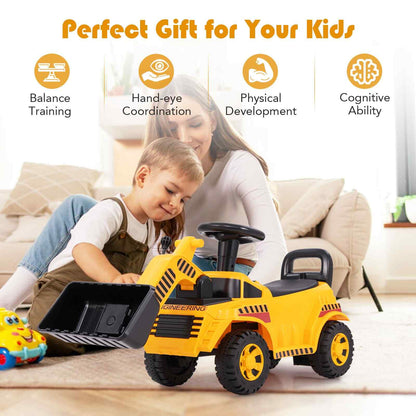 COSTWAY Engine Sound & Under-Seat Storage Sit and Scoot Construction Toy