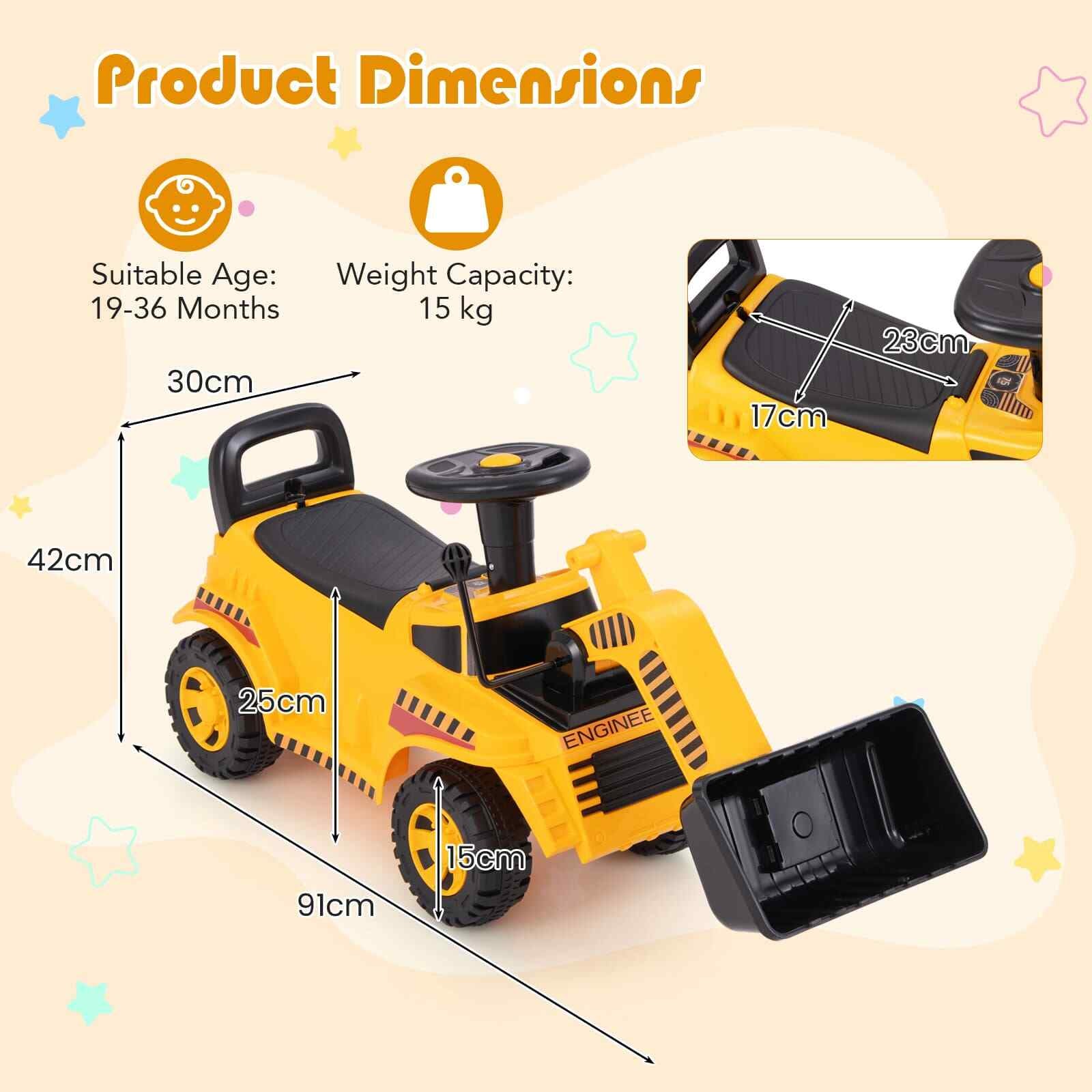 COSTWAY Engine Sound & Under-Seat Storage Sit and Scoot Construction Toy