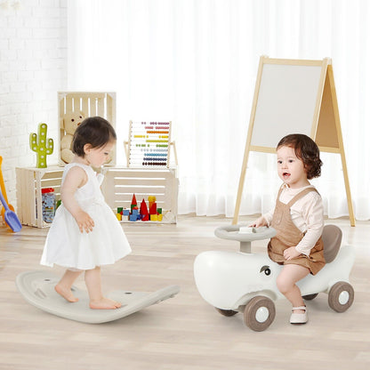 COSTWAY Kids 3-In-1 Convertible Rocking Horse & Sliding Car Indoor Outdoor