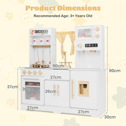 Kids Kitchen Playset with Coffee Maker and Stove Top and Golden Utensils
