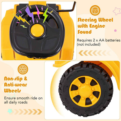 COSTWAY Engine Sound & Under-Seat Storage Sit and Scoot Construction Toy