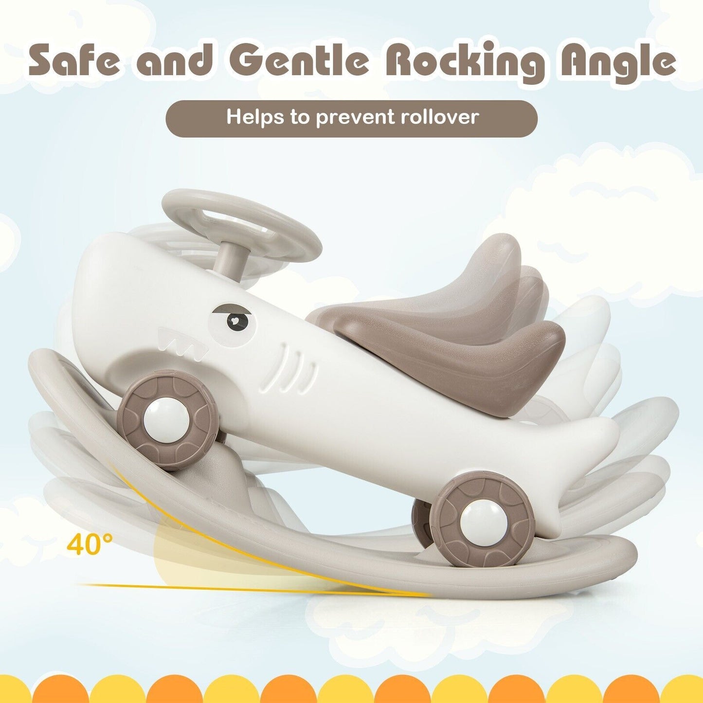 COSTWAY Kids 3-In-1 Convertible Rocking Horse & Sliding Car Indoor Outdoor