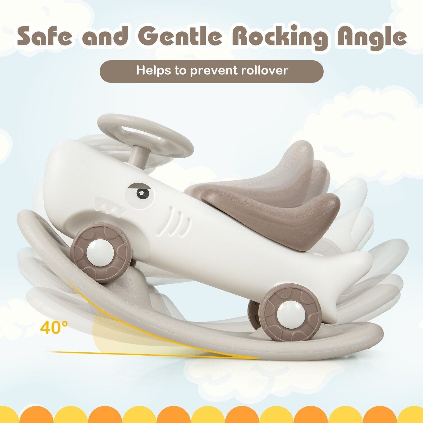 COSTWAY Kids 3-In-1 Convertible Rocking Horse & Sliding Car Indoor Outdoor