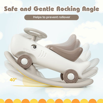 COSTWAY Kids 3-In-1 Convertible Rocking Horse & Sliding Car Indoor Outdoor